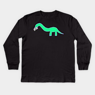 Long neck Dino with gender queer pride Kids Long Sleeve T-Shirt